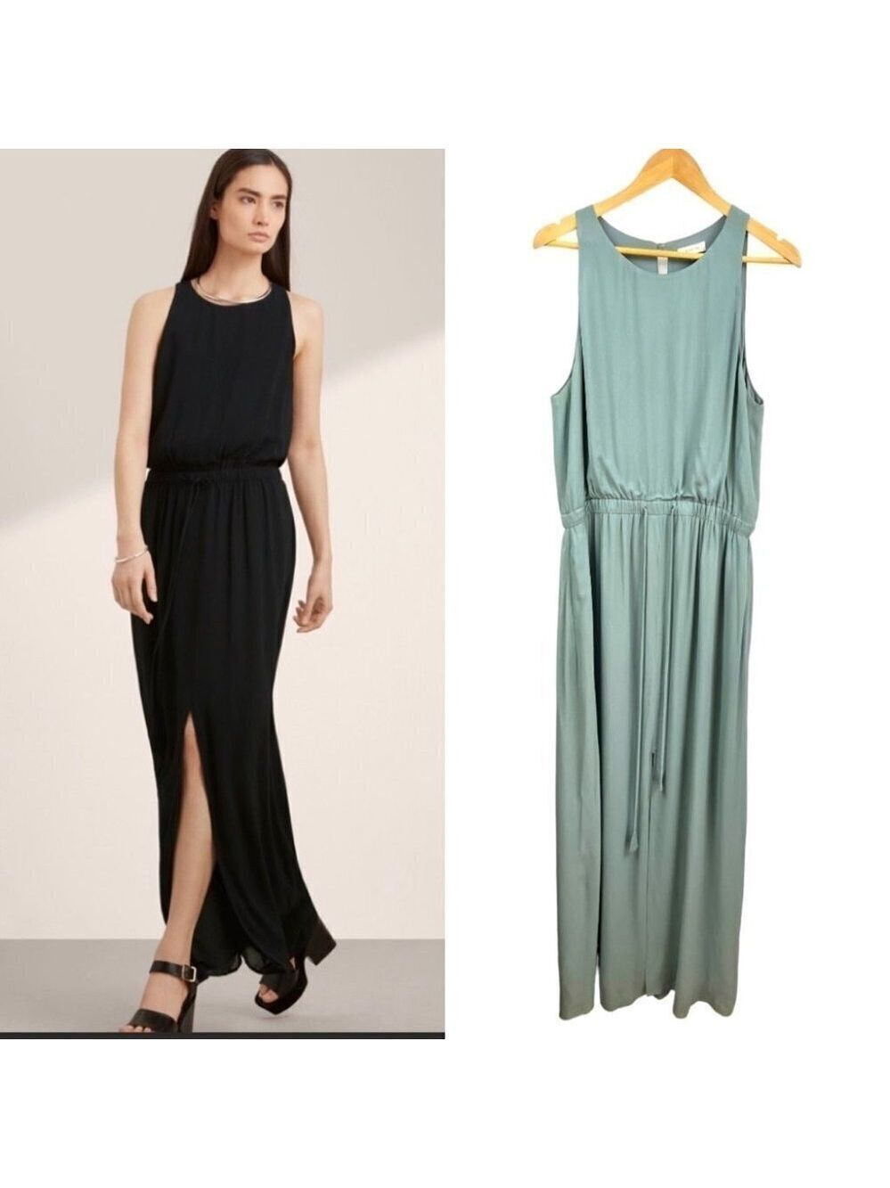 ** BABATON Harold Mint Sage Green Viscose Sleeveless Maxi Dress Size L